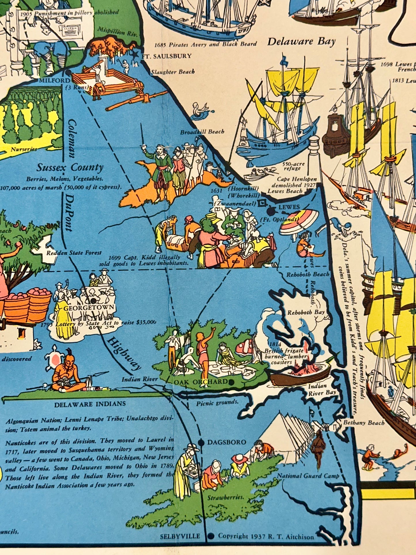 Pictorial Map of Delaware, 1937