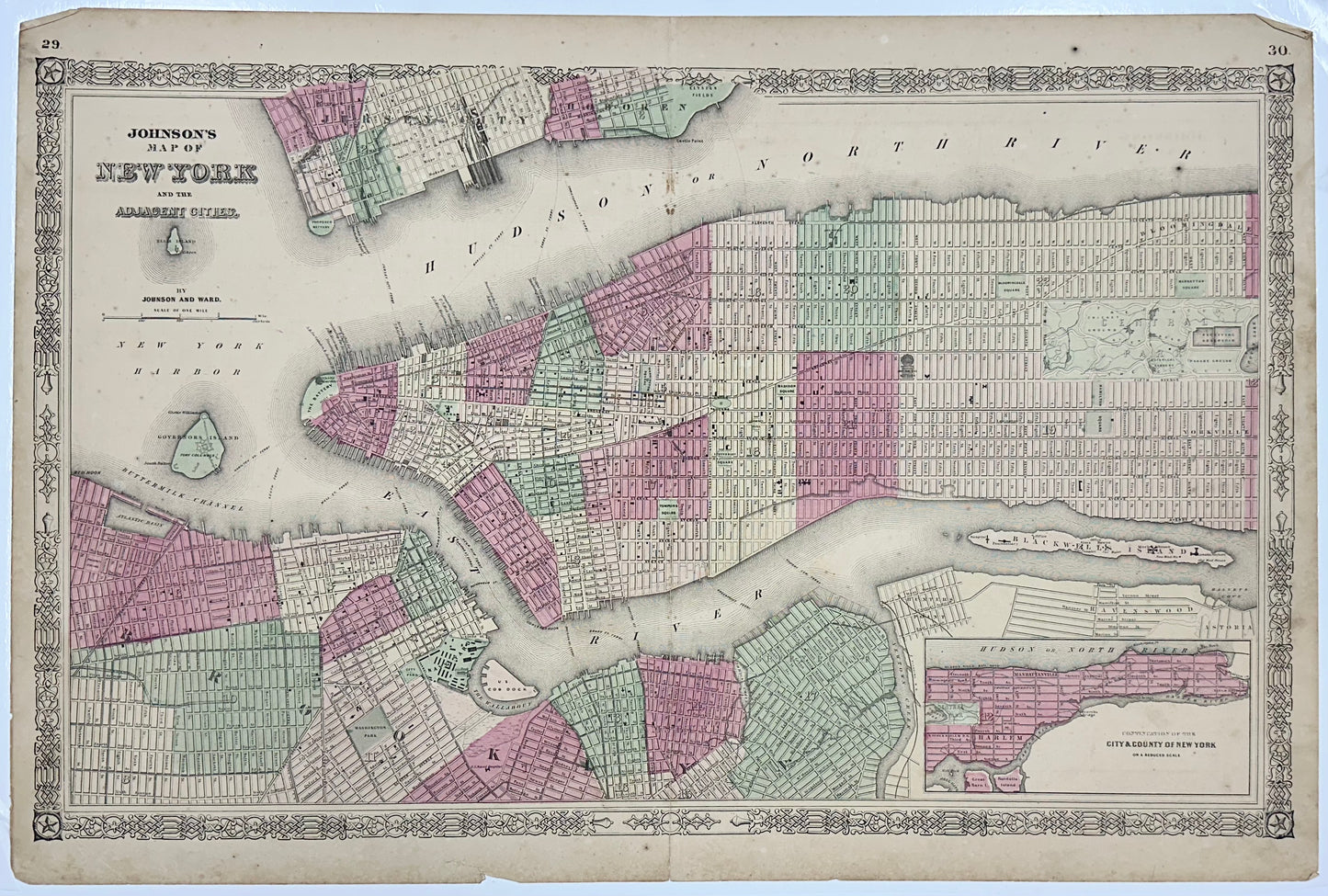 New York City Map by Johnson, 1864