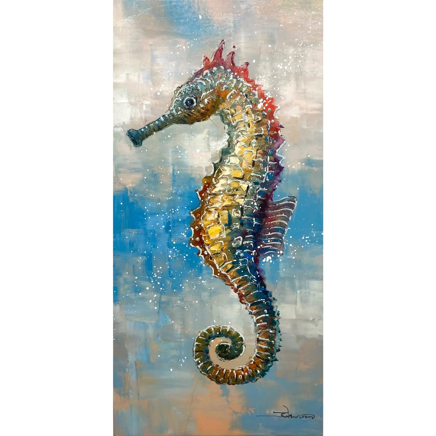 Seahorse Oil on canvas - Set of 2, by Johnson