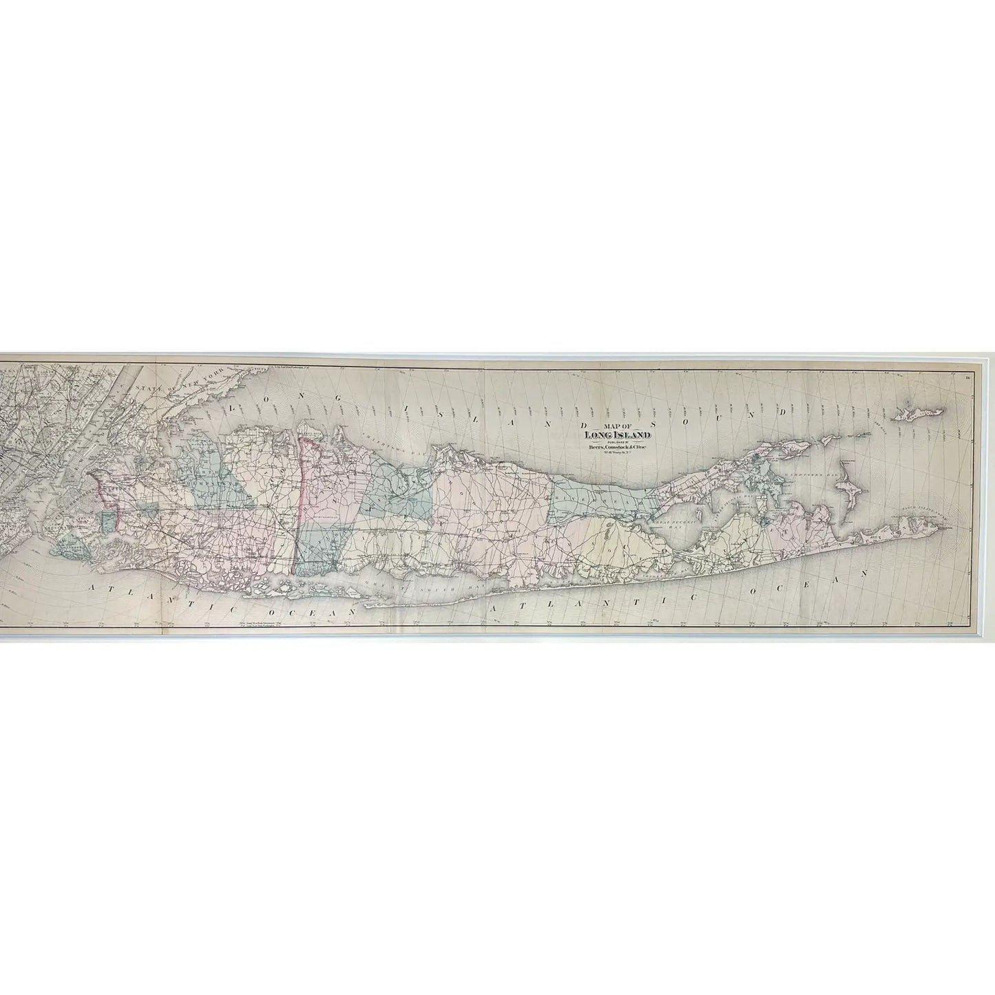 Map of Long Island from Beer's Atlas, Framed