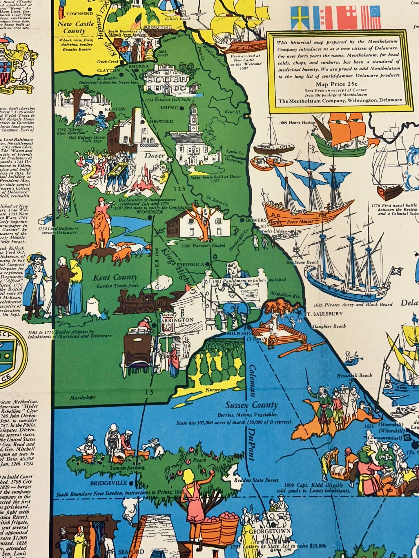 Pictorial Map of Delaware, 1937