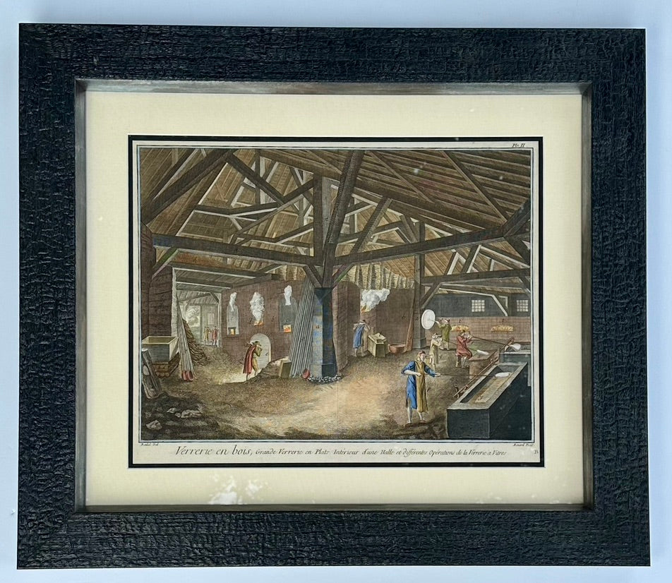 “The Art of Glassmaking” Printed by Diderot, 1760 (Framed)