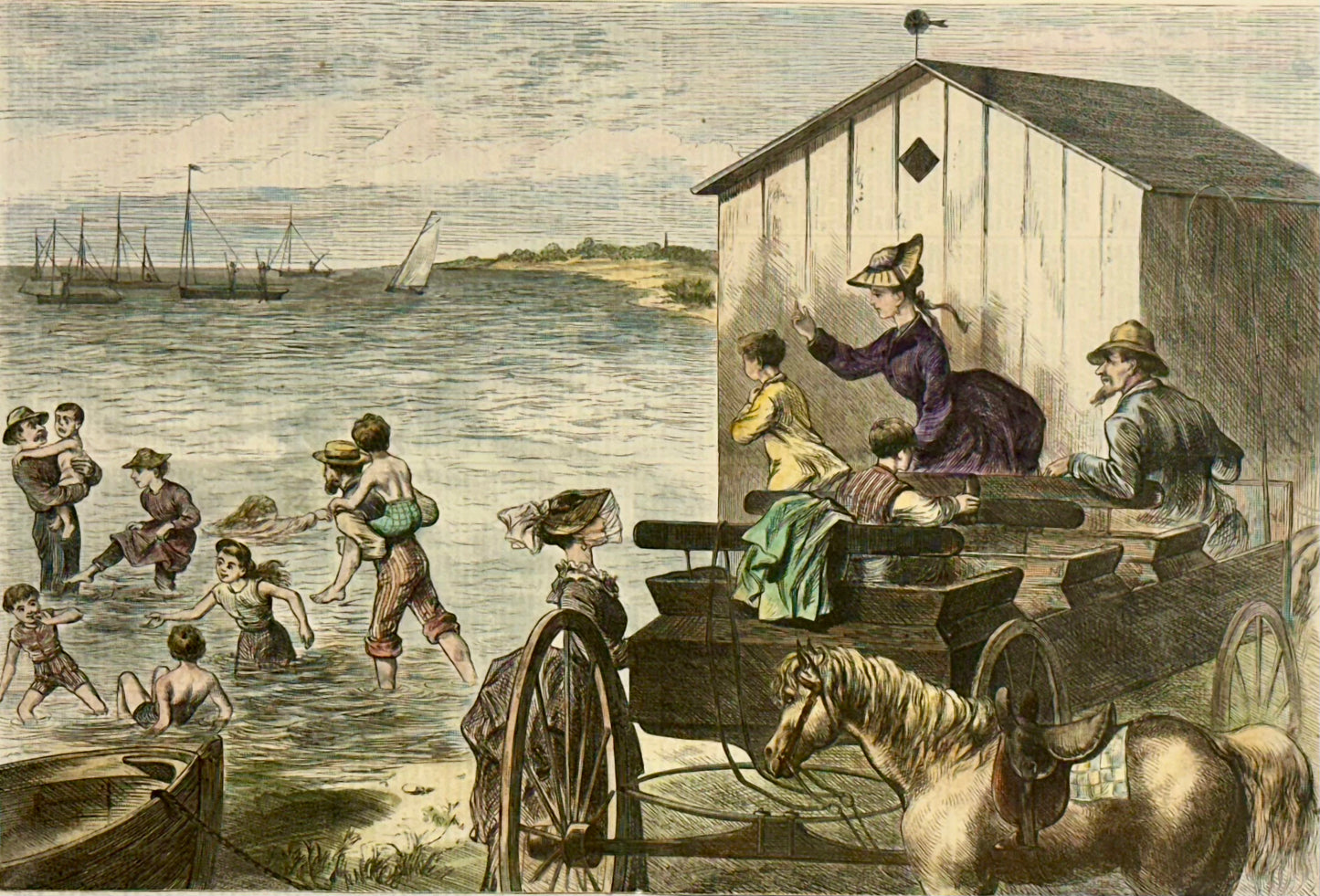 Chicks taking a dip, Harper's Weekly, 1873