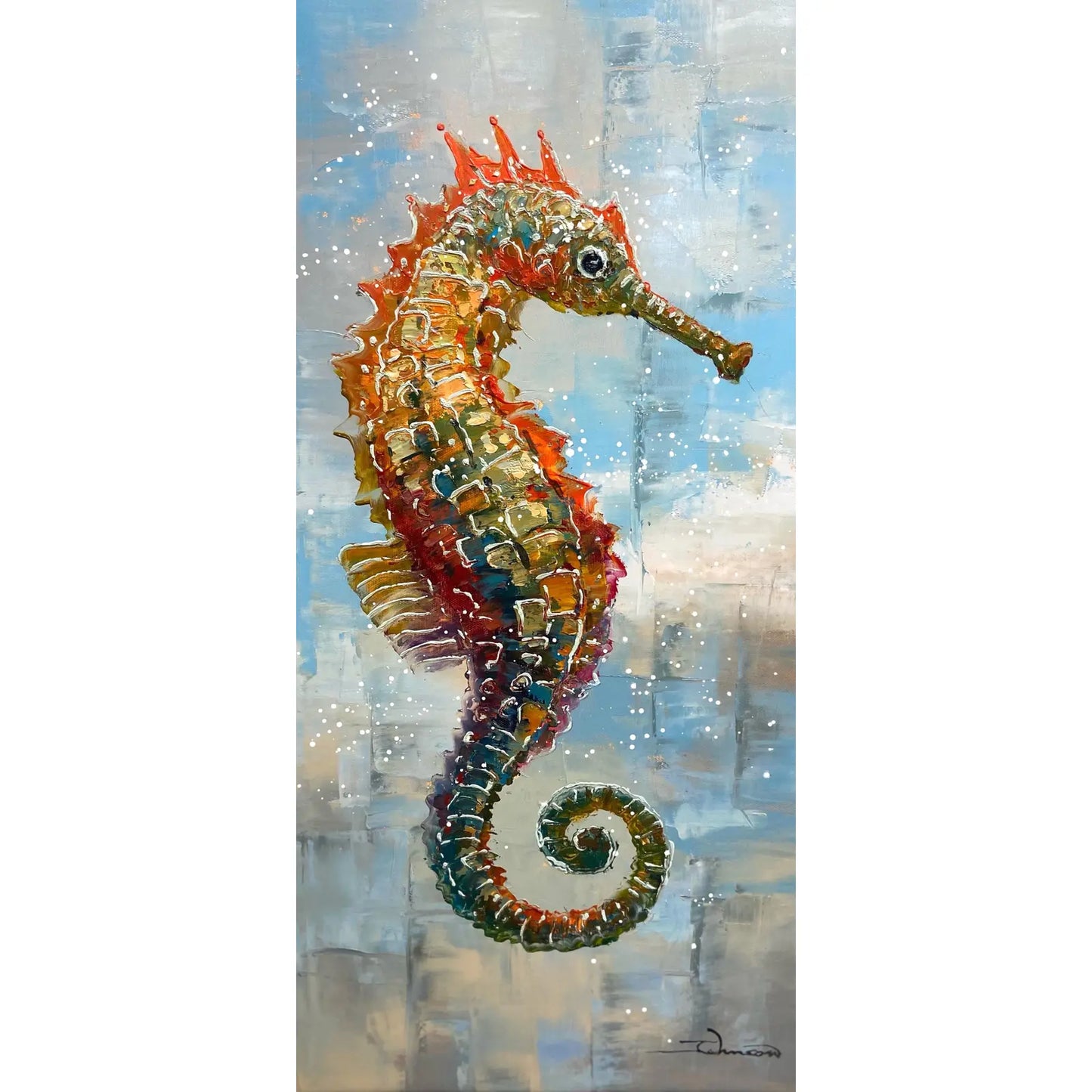 Seahorse Oil on canvas - Set of 2, by Johnson