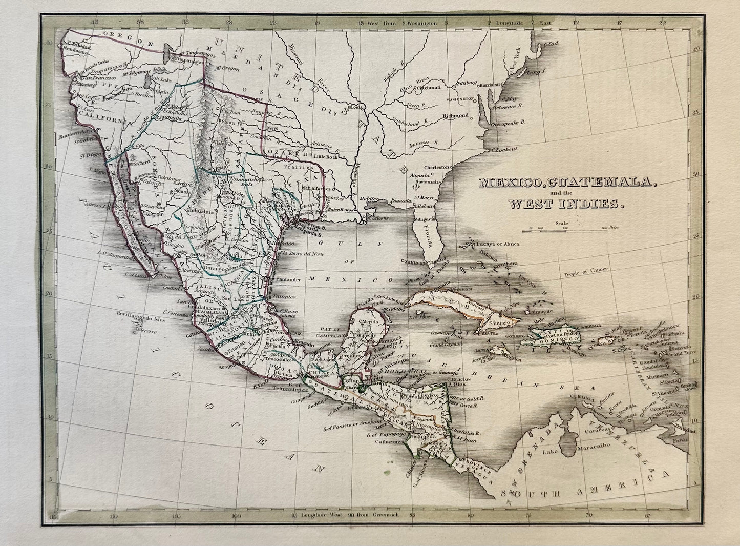 Mexico, Guatemala & West Indies by Bradford, 1830