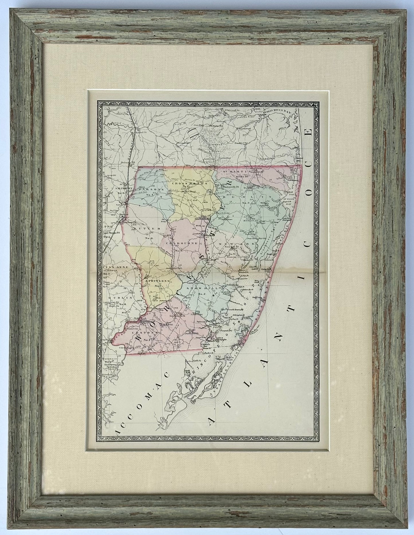 Map of Worcester County, Maryland (Berlin, Assateague, Isle of Wight), 1873