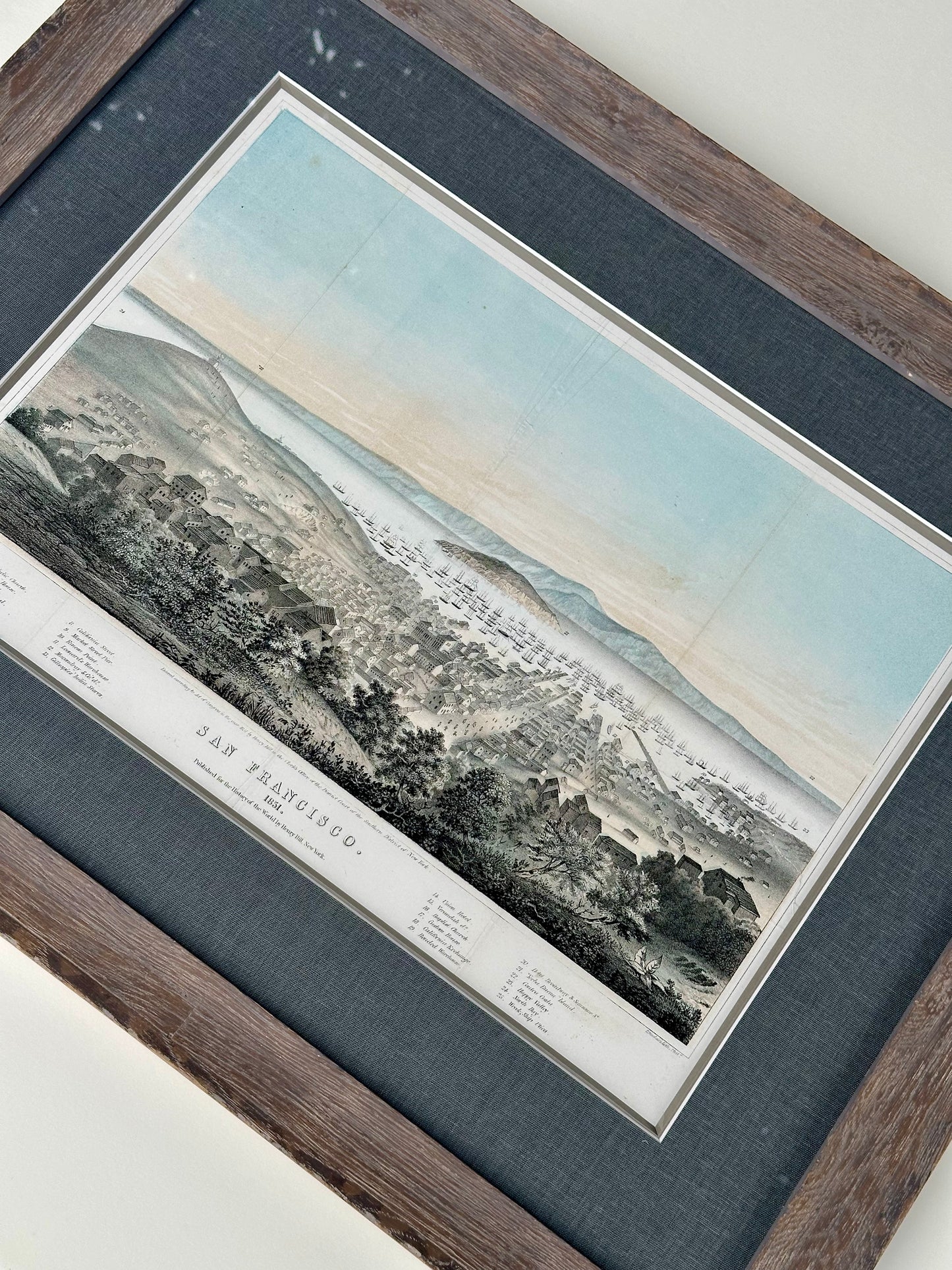 San Francisco Original Lithograph by T. Sinclair, 1851, Framed