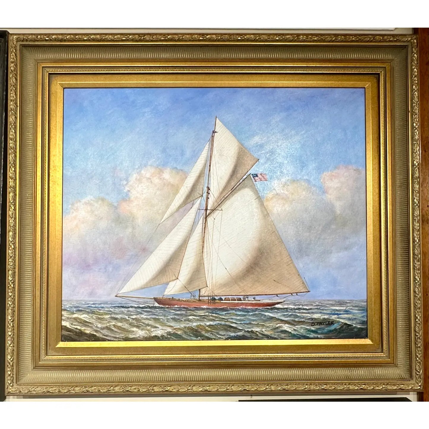 Schooner, Original Oil Painting on Canvas, framed