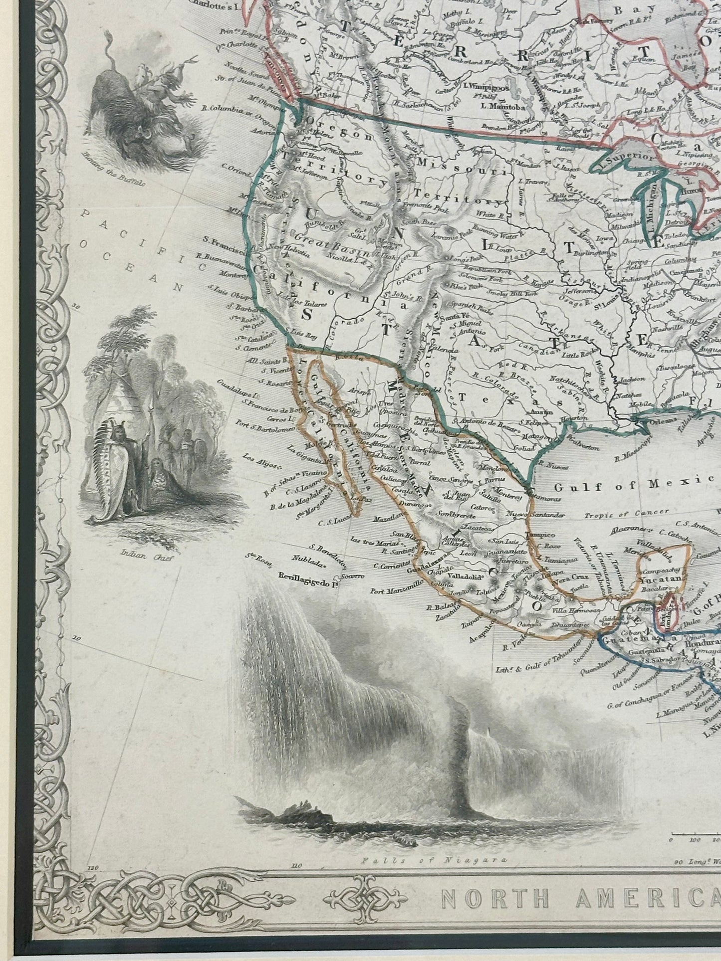 North America Map by Tallis, 1851