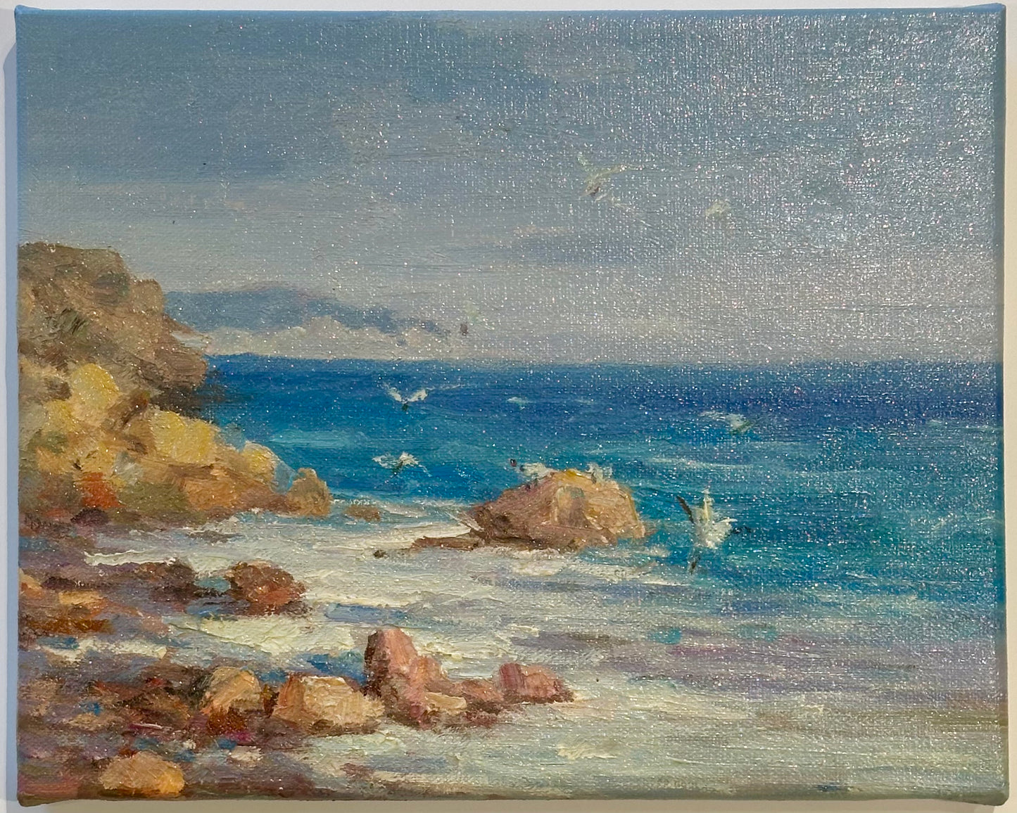 Modern Coastal Original Oil Painting, Unframed