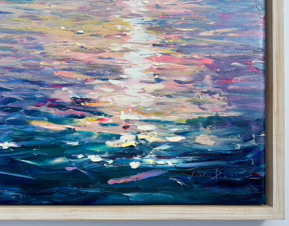 Abstract Shore painting By Tom Pinte, framed