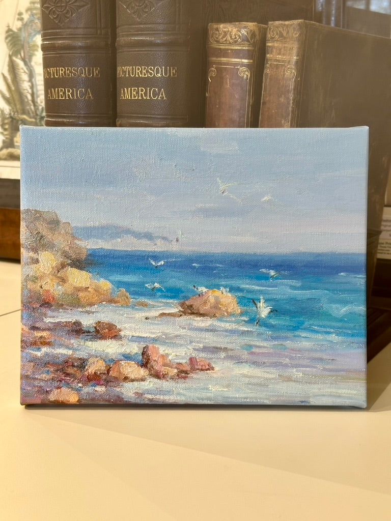 Modern Coastal Original Oil Painting, Unframed