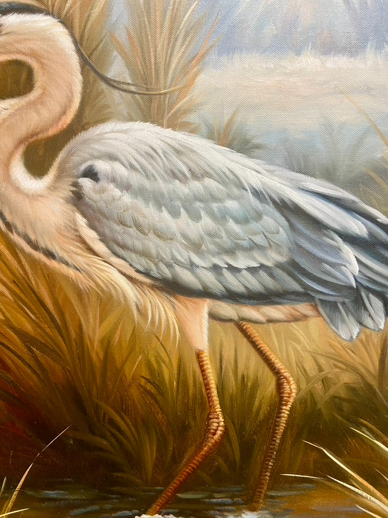 Heron, Original oil on canvas by Brunehylis