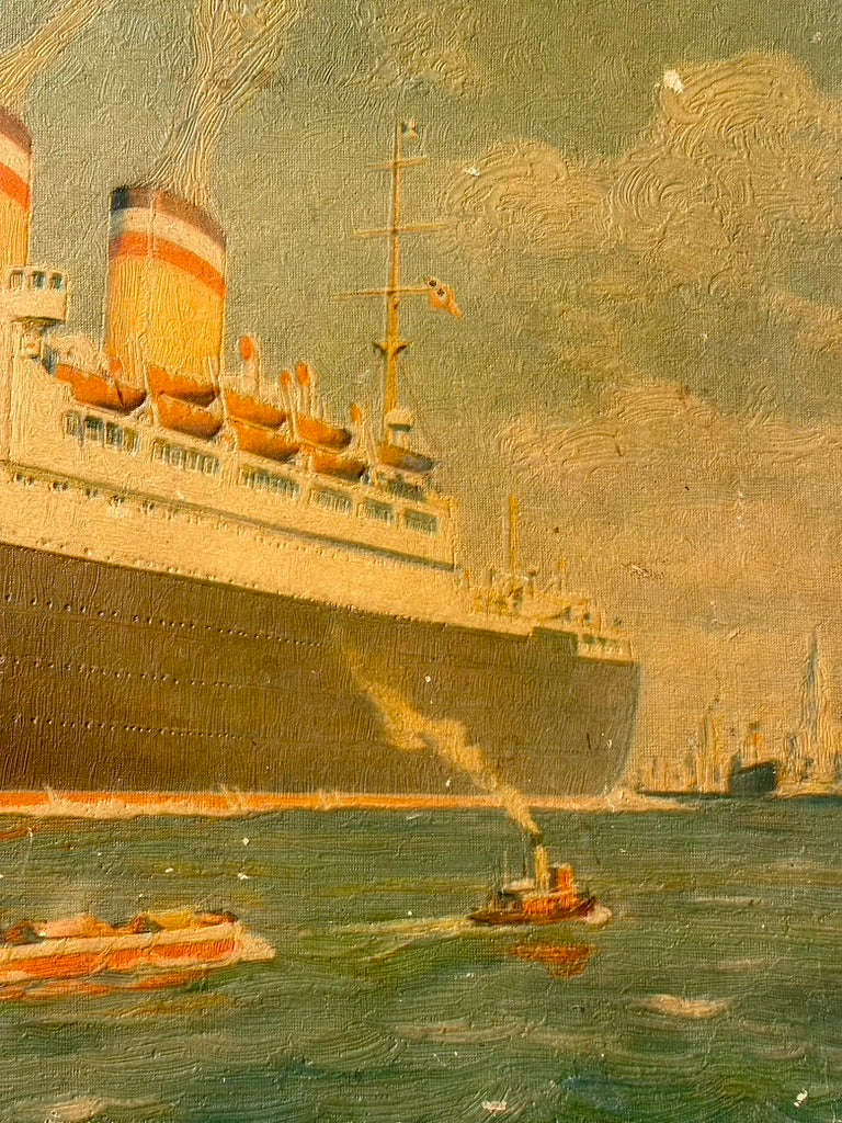 Vintage Cunard New York Ship after William J. Aylward, Framed