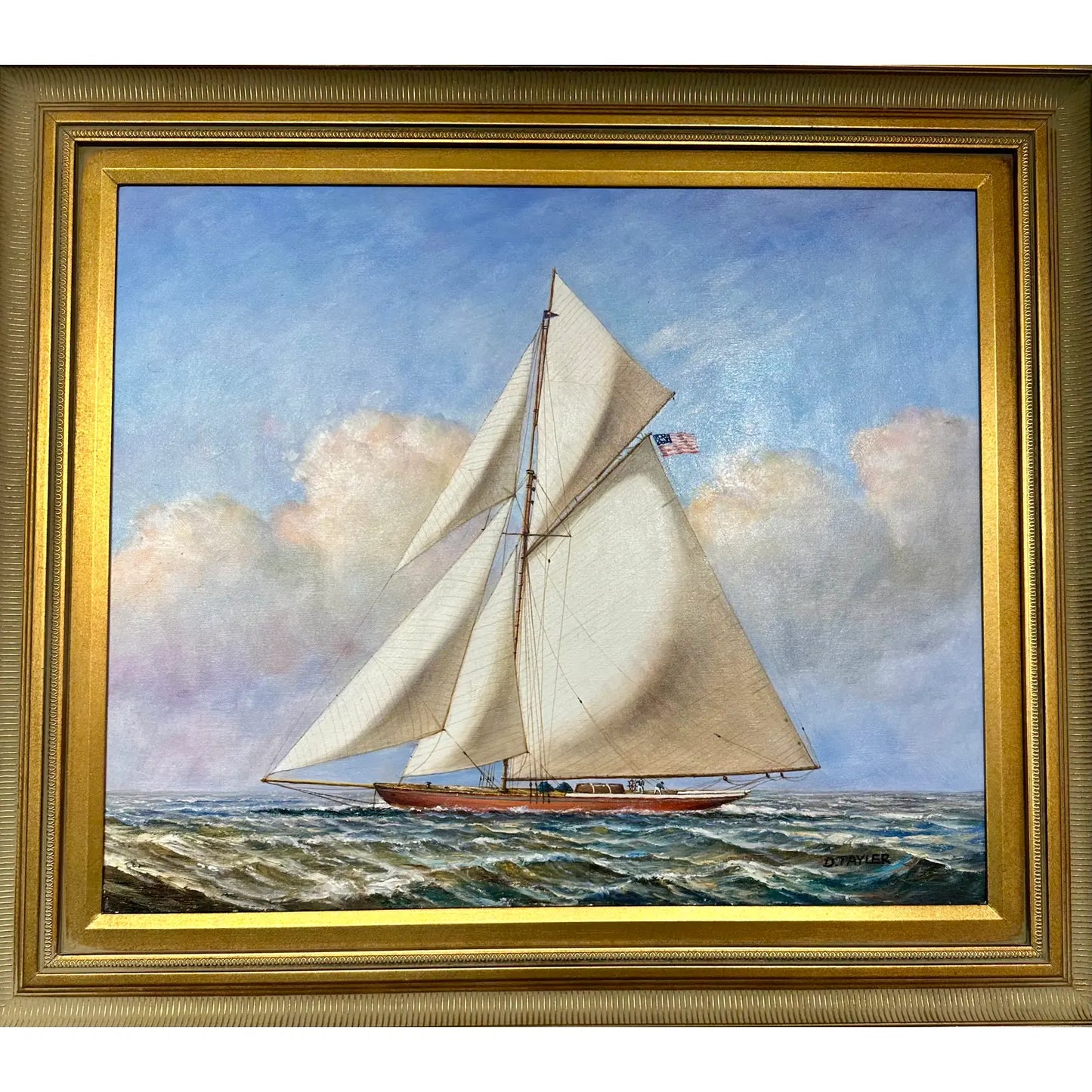 Schooner, Original Oil Painting on Canvas, framed