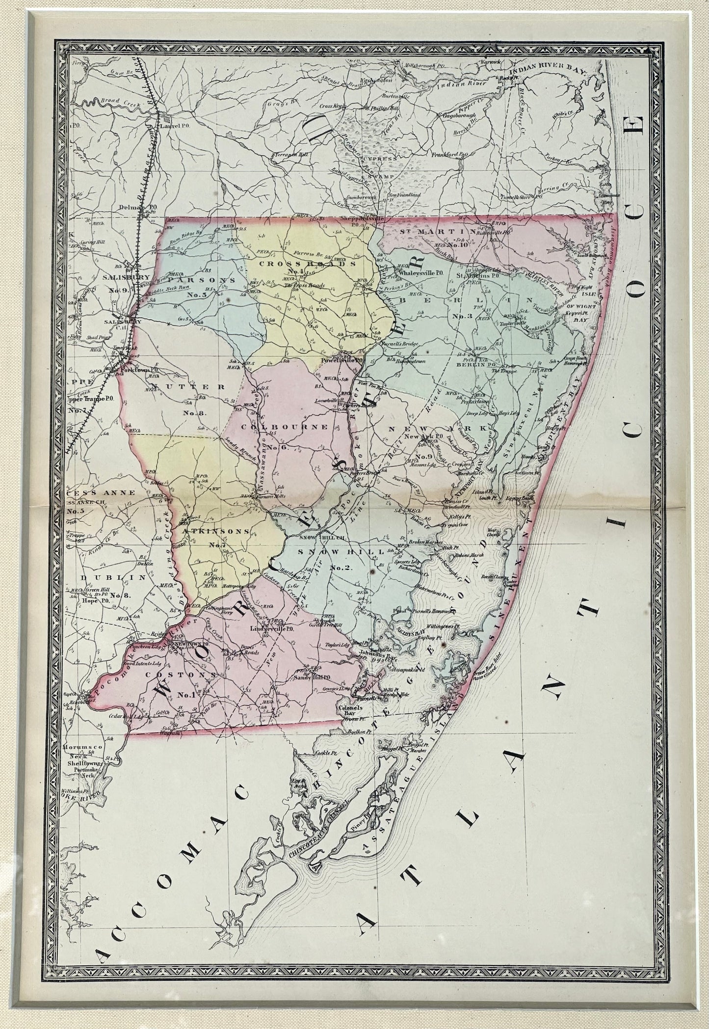 Map of Worcester County, Maryland (Berlin, Assateague, Isle of Wight), 1873