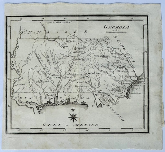 Map of Georgia & West Florida by Joseph Scott, 1795