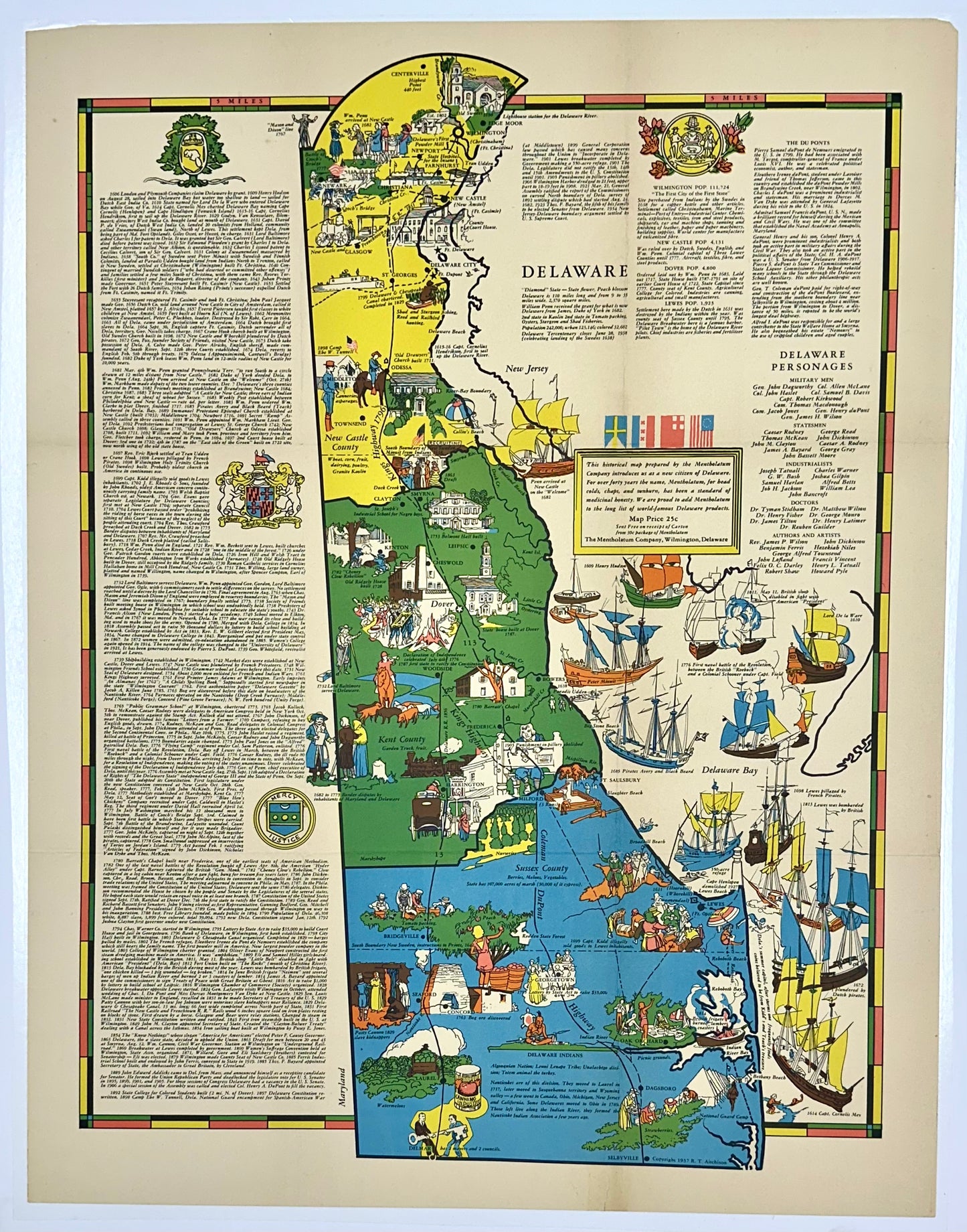 Pictorial Map of Delaware, 1937