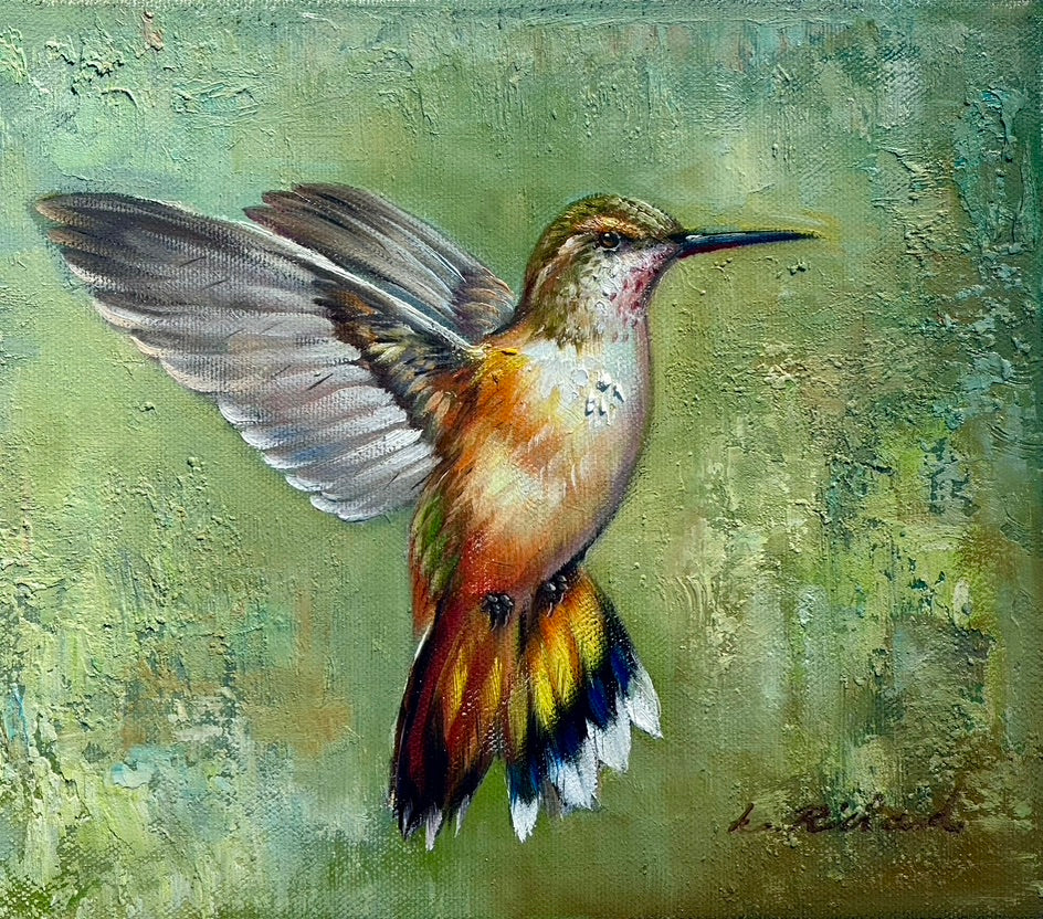 Hummingbird, oil on canvas by L. Ricard