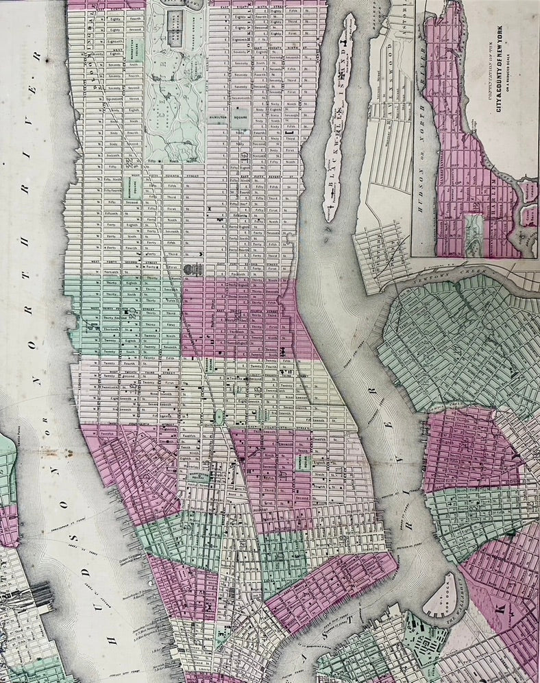 New York City Map by Johnson, 1864