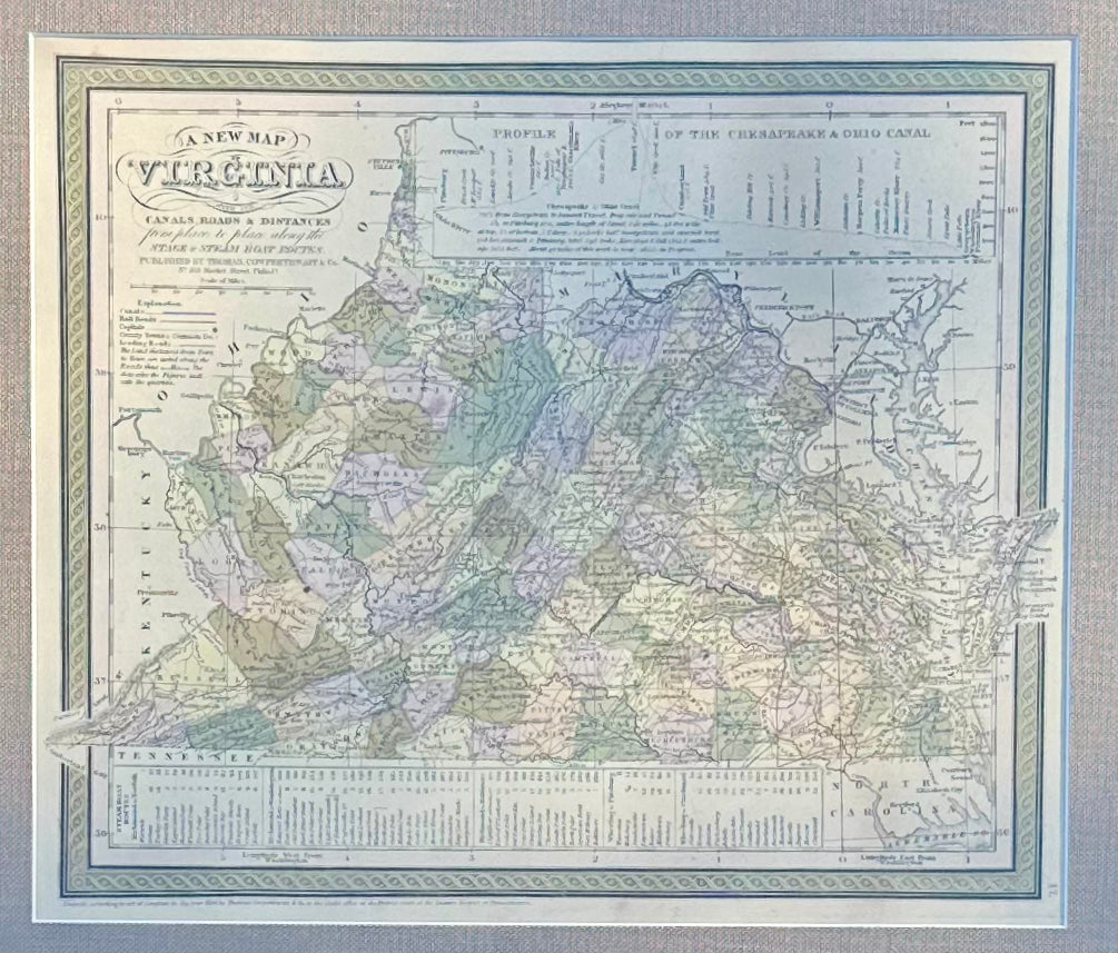 Map of Virginia by Cowperthwait, 1851