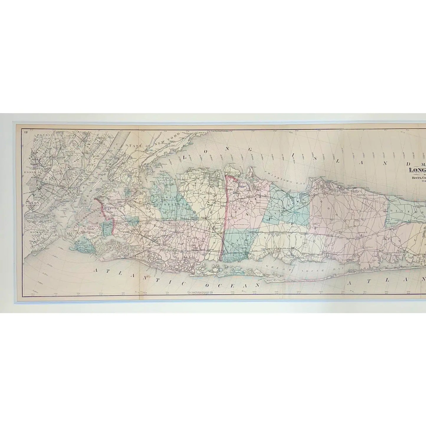 Map of Long Island from Beer's Atlas, Framed