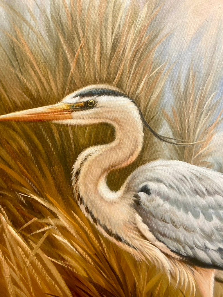 Heron, Original oil on canvas by Brunehylis