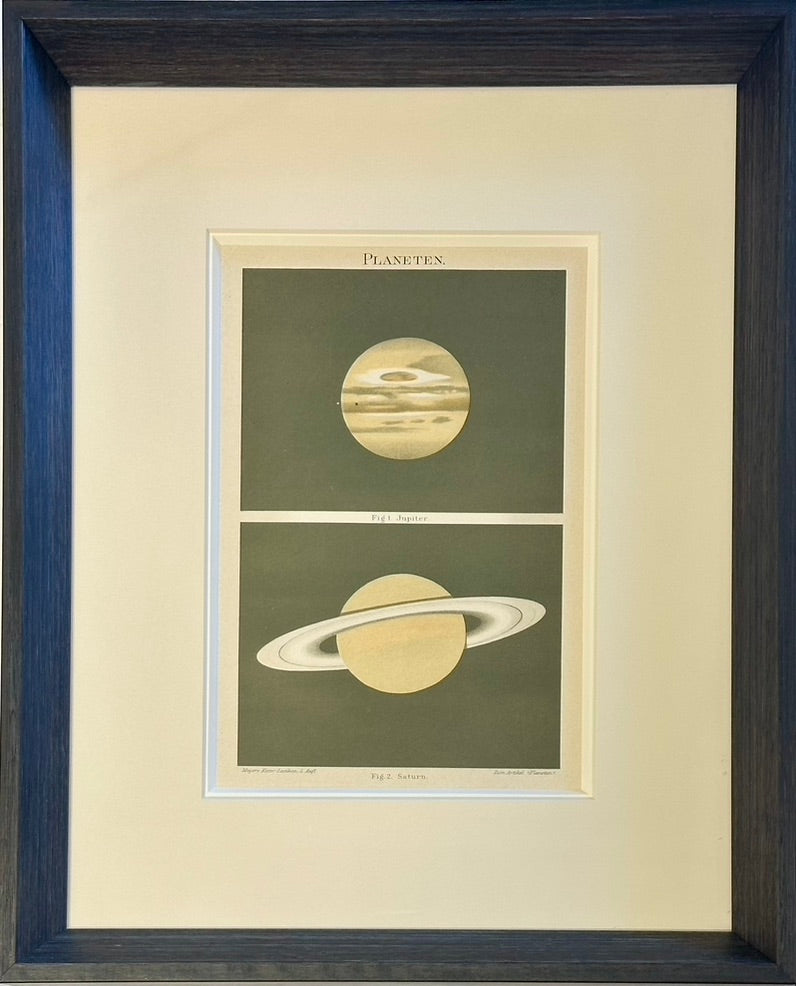 Saturn & Jupiter Planet Chromolithograph, 1907