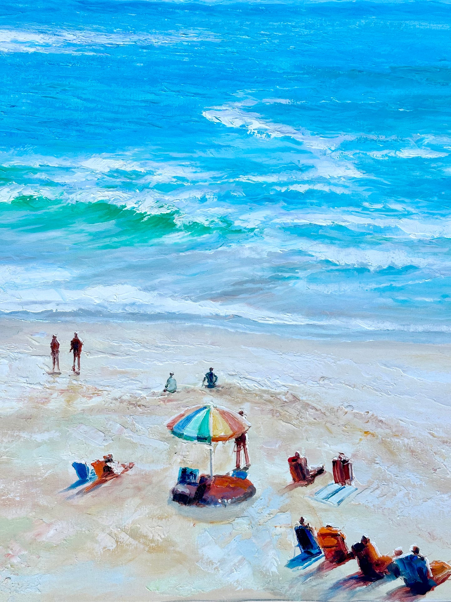 Beach Scene, Original oil on canvas