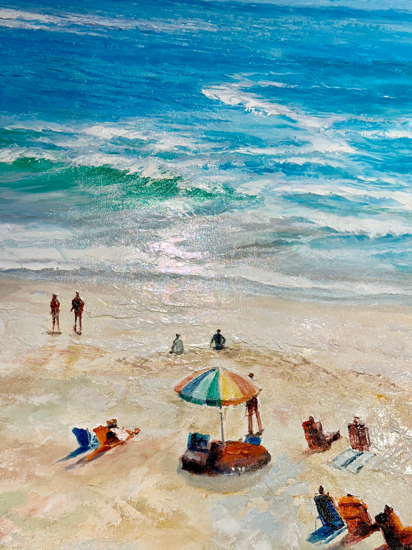 Beach Scene, Original oil on canvas