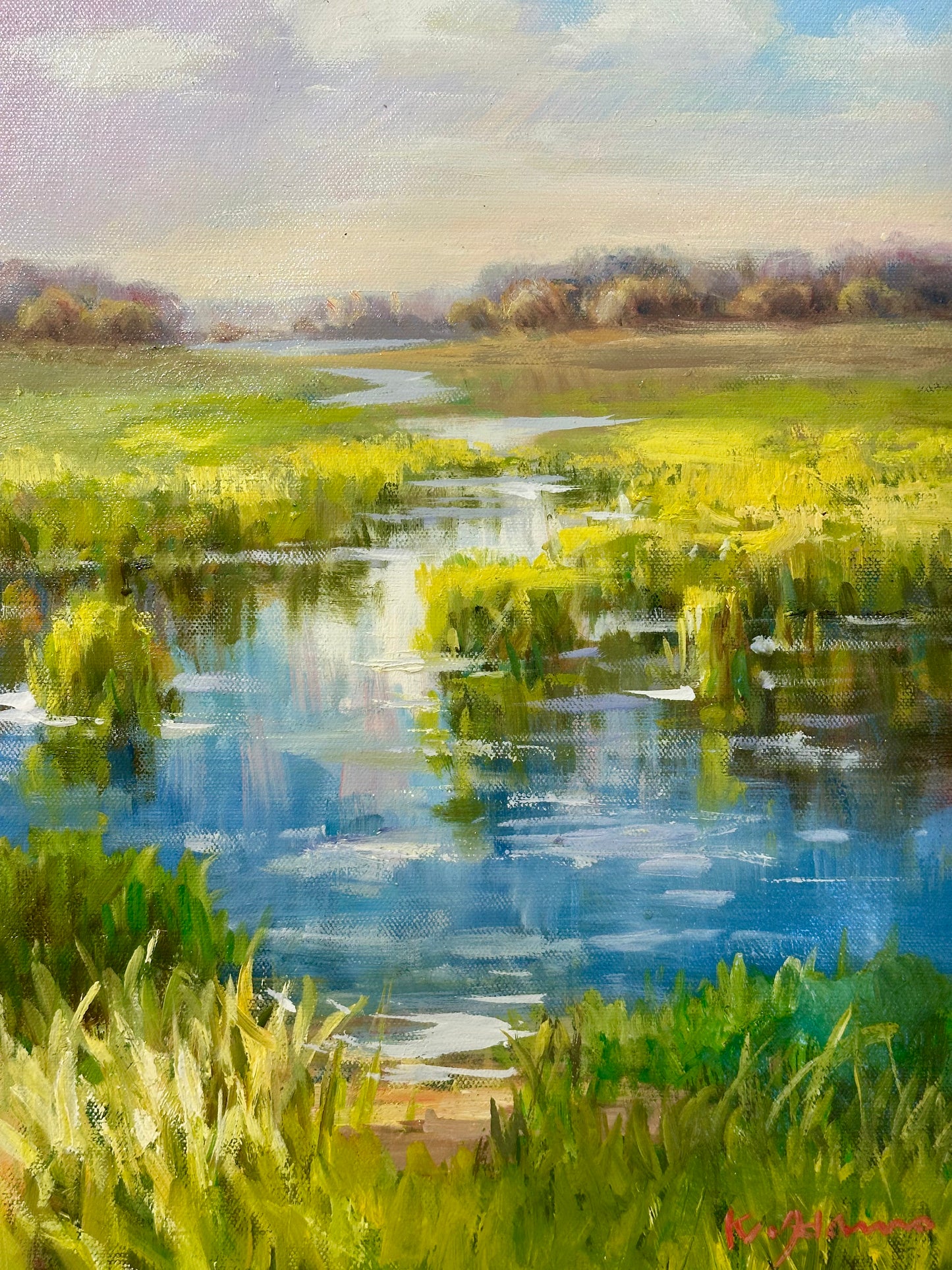 Landscape Oil on Canvas by K. Hanna