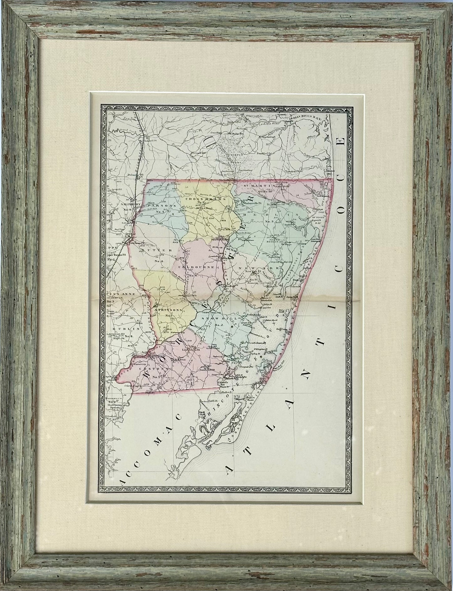 Map of Worcester County, Maryland (Berlin, Assateague, Isle of Wight), 1873