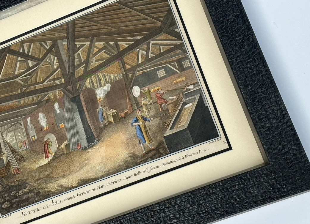 “The Art of Glassmaking” Printed by Diderot, 1760 (Framed)