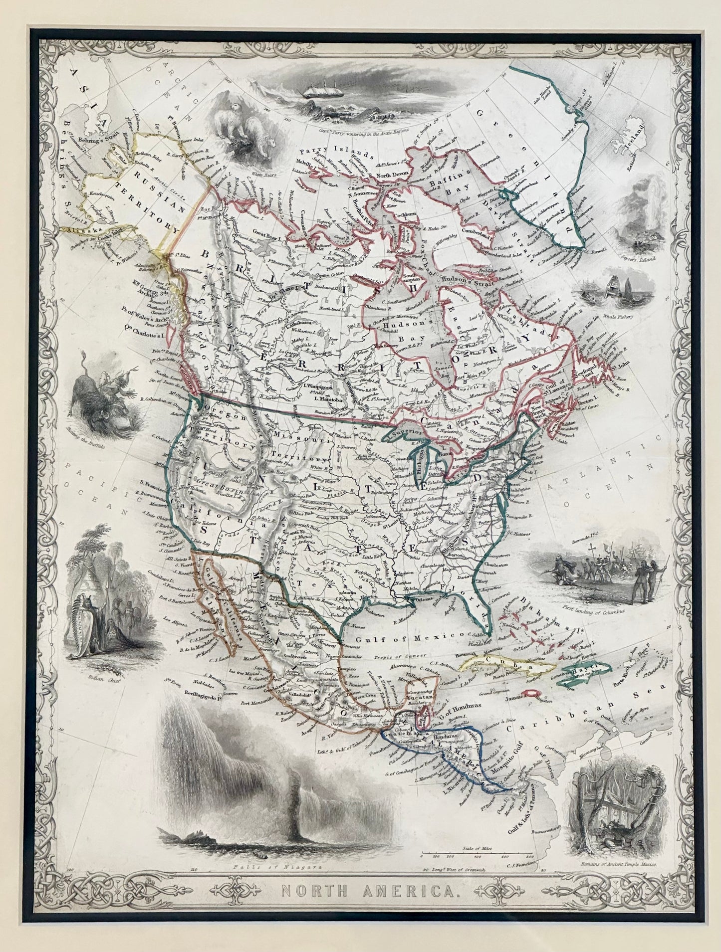 North America Map by Tallis, 1851