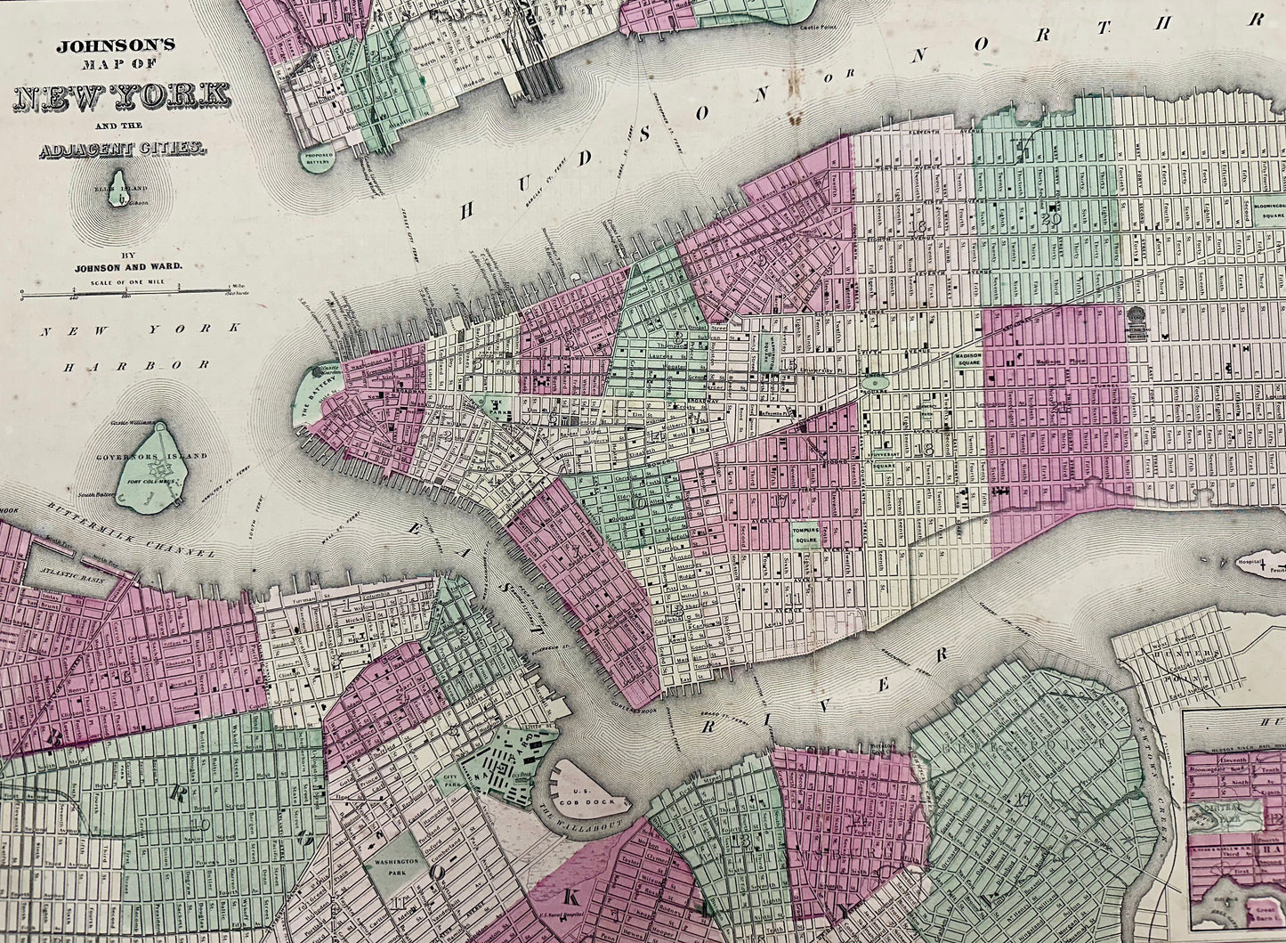 New York City Map by Johnson, 1864