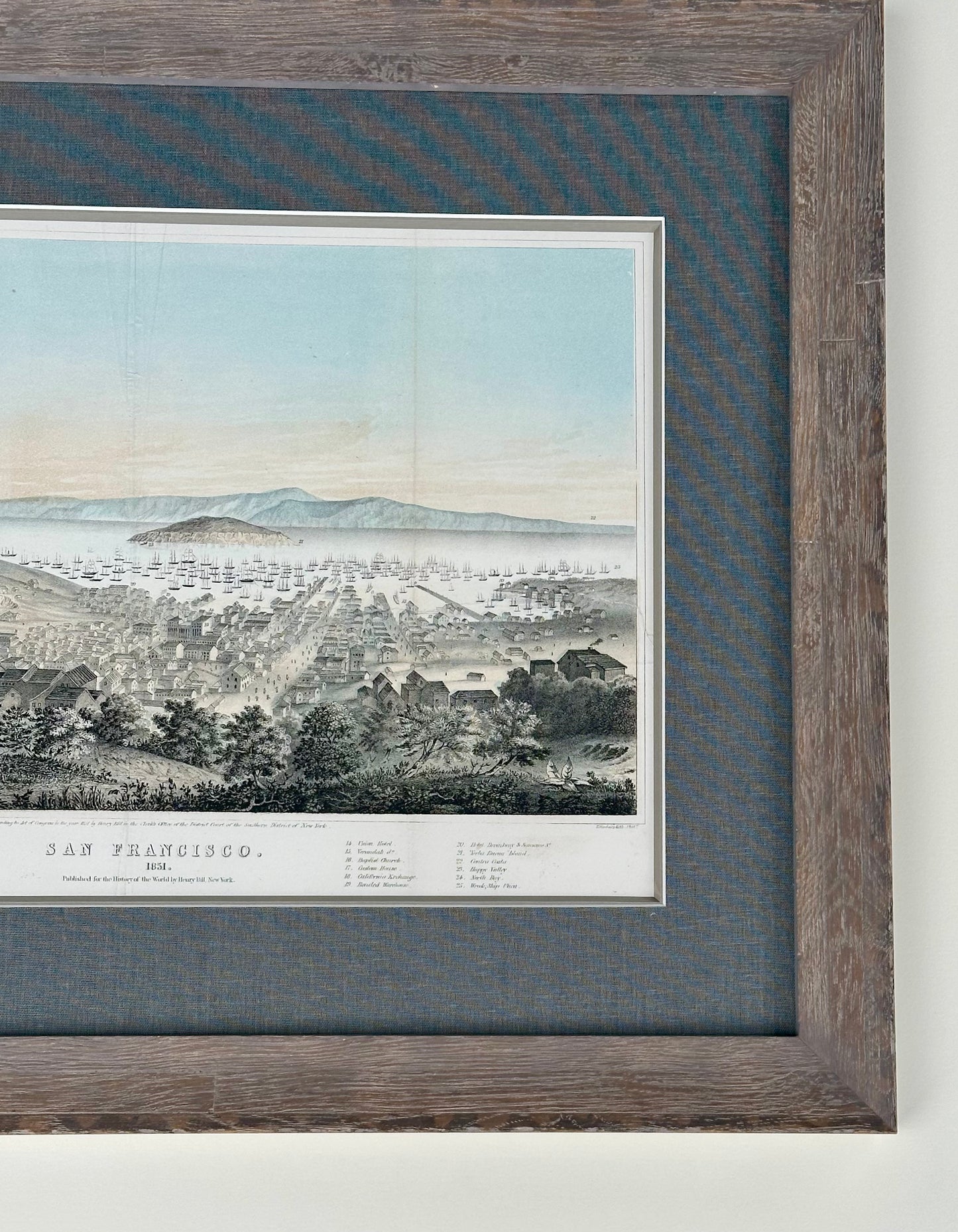 San Francisco Original Lithograph by T. Sinclair, 1851, Framed