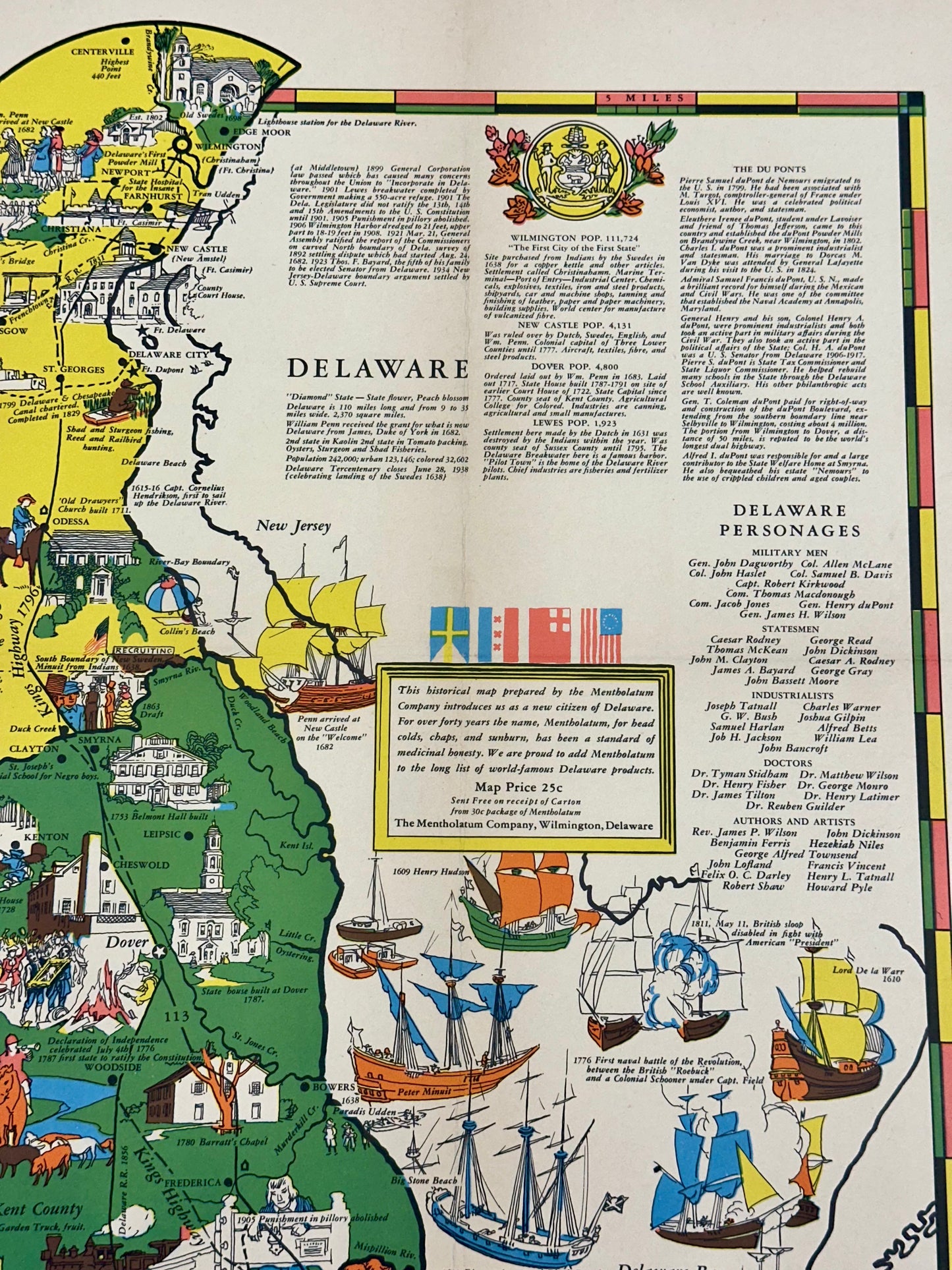 Pictorial Map of Delaware, 1937