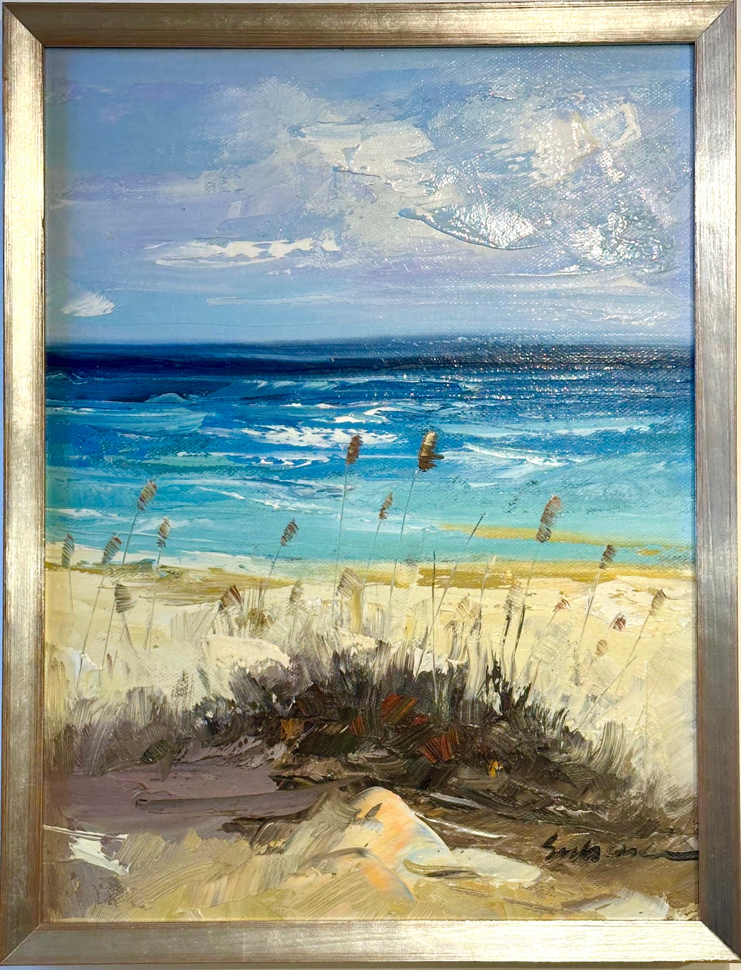 The Coast, original oil on canvas by Seibene, Framed