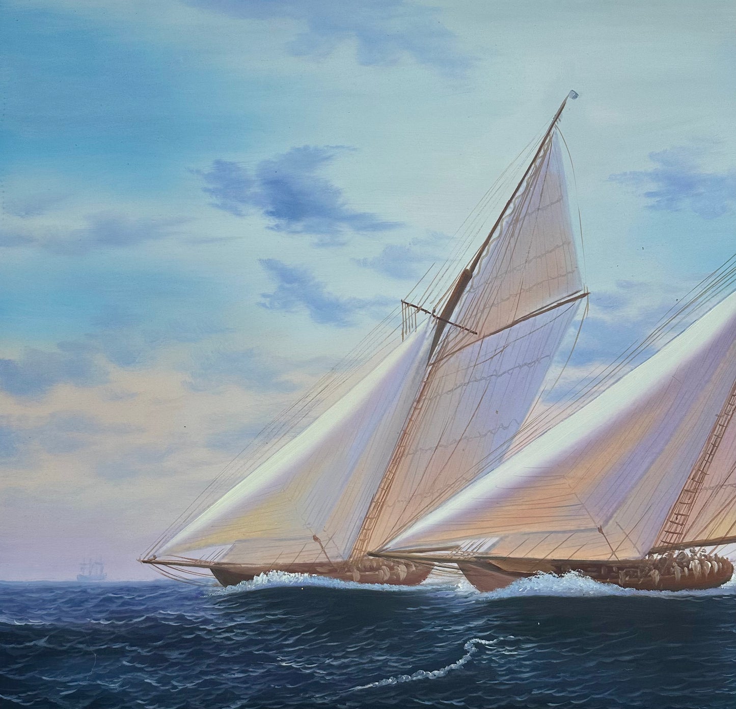 Sailboat Race Painting, Unsigned