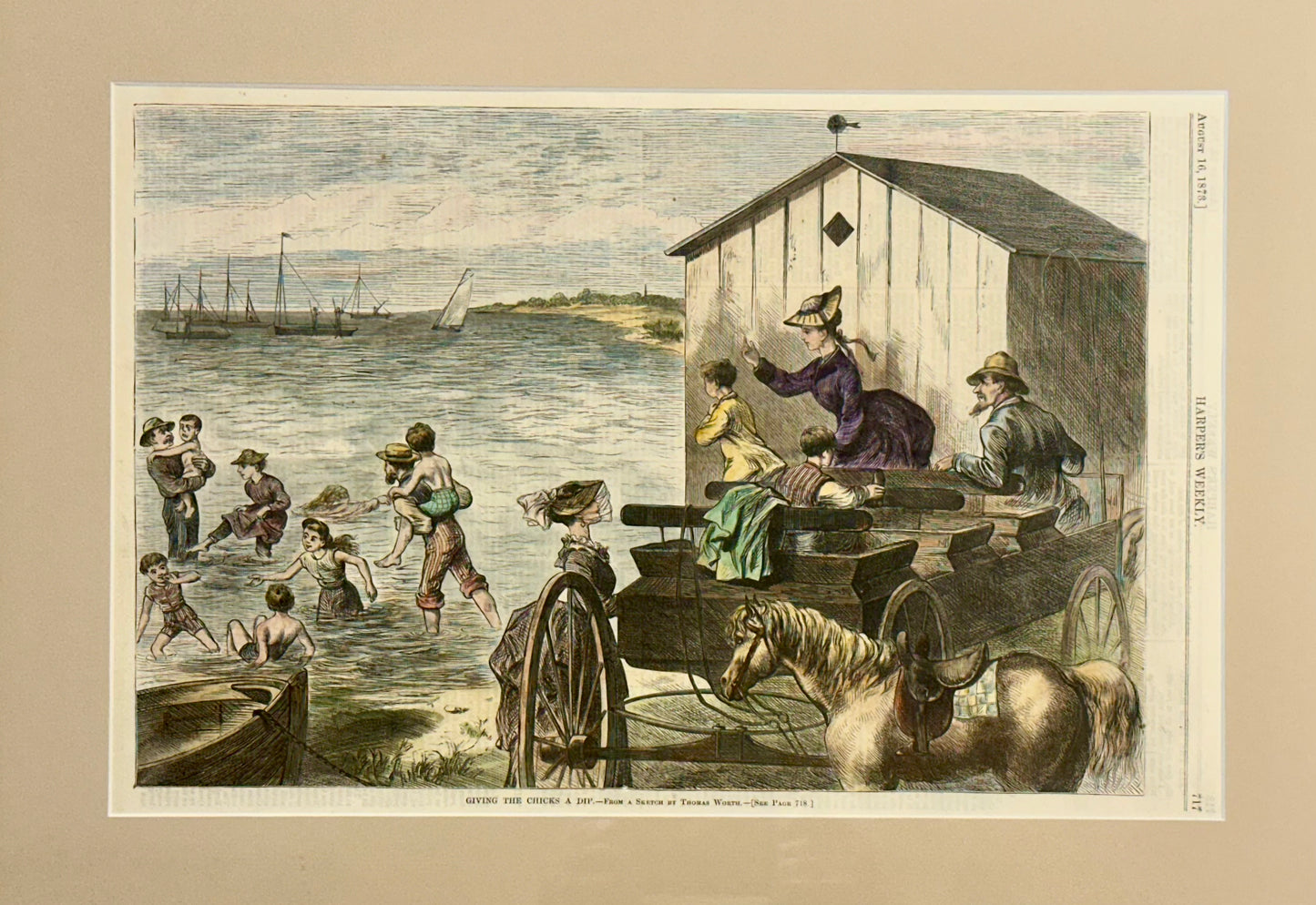 Chicks taking a dip, Harper's Weekly, 1873