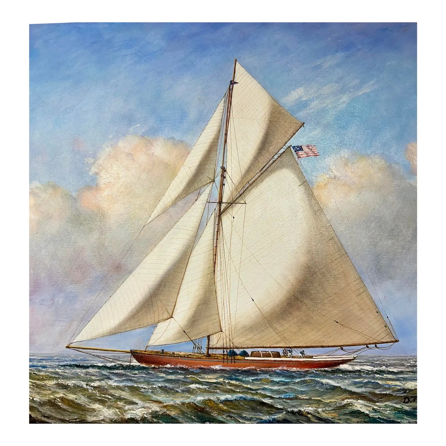 Schooner, Original Oil Painting on Canvas, framed