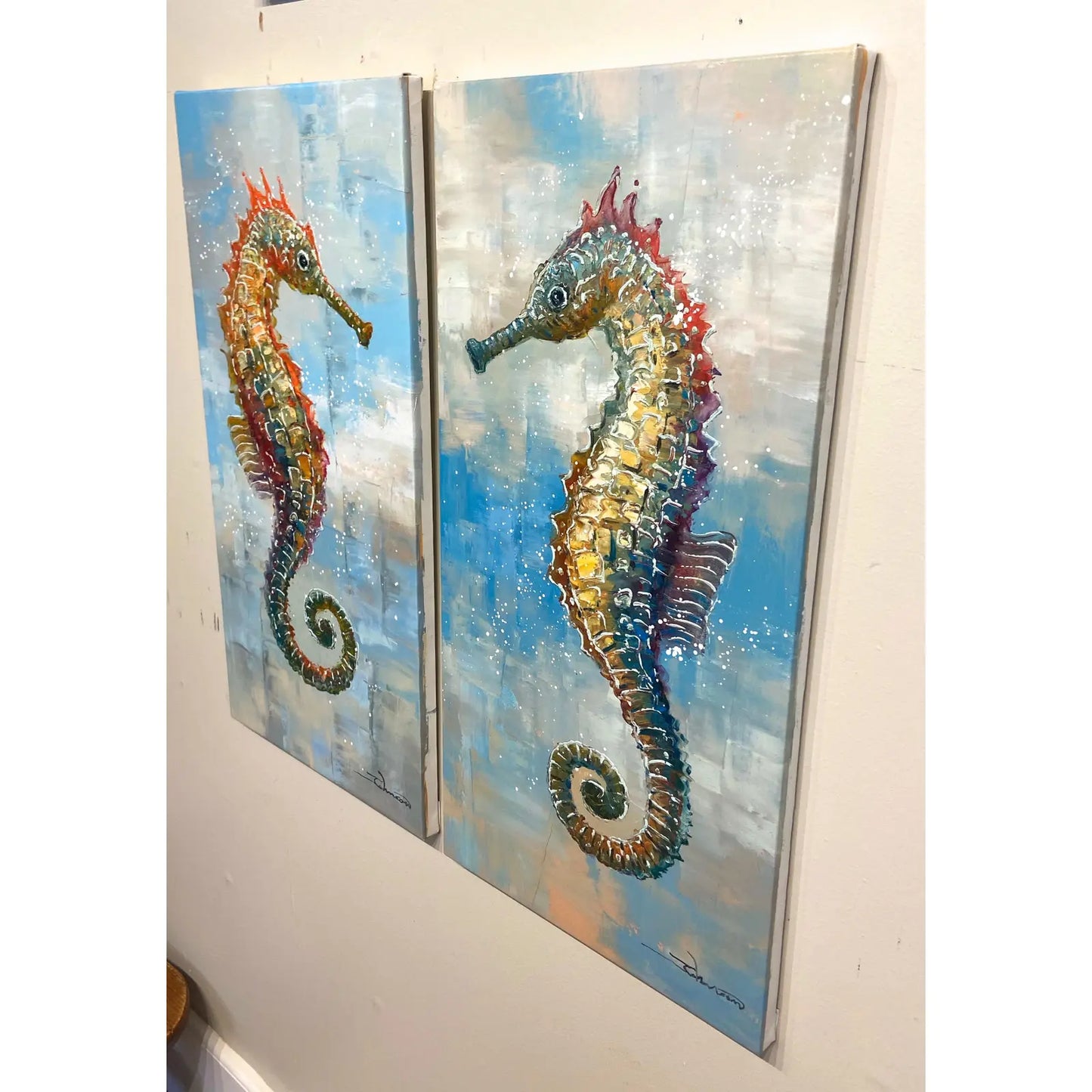 Seahorse Oil on canvas - Set of 2, by Johnson