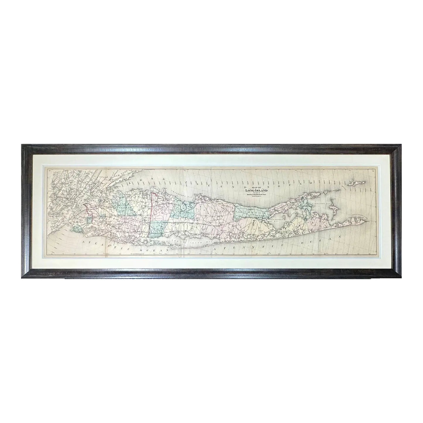 Map of Long Island from Beer's Atlas, Framed