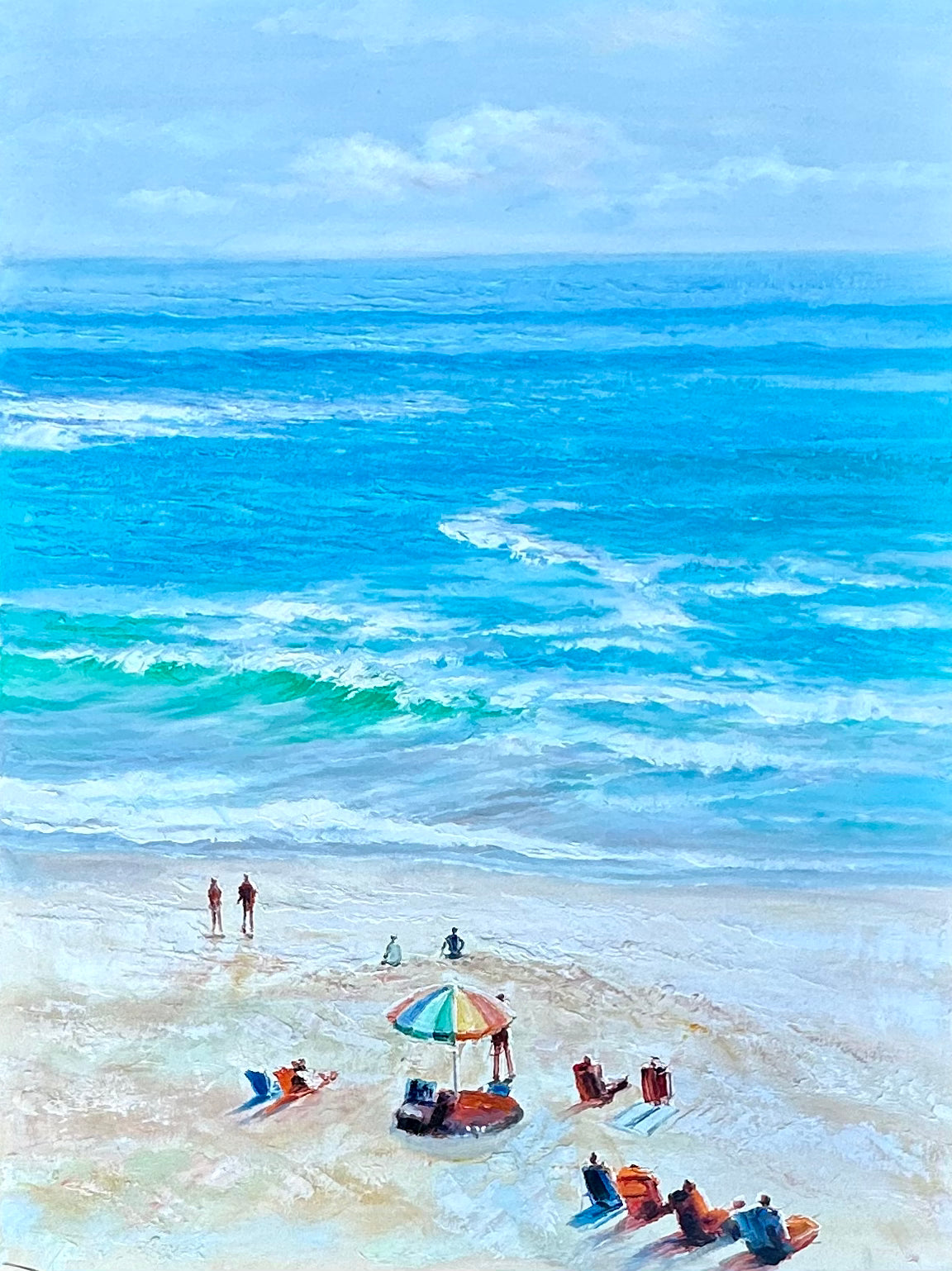 Beach Scene, Original oil on canvas