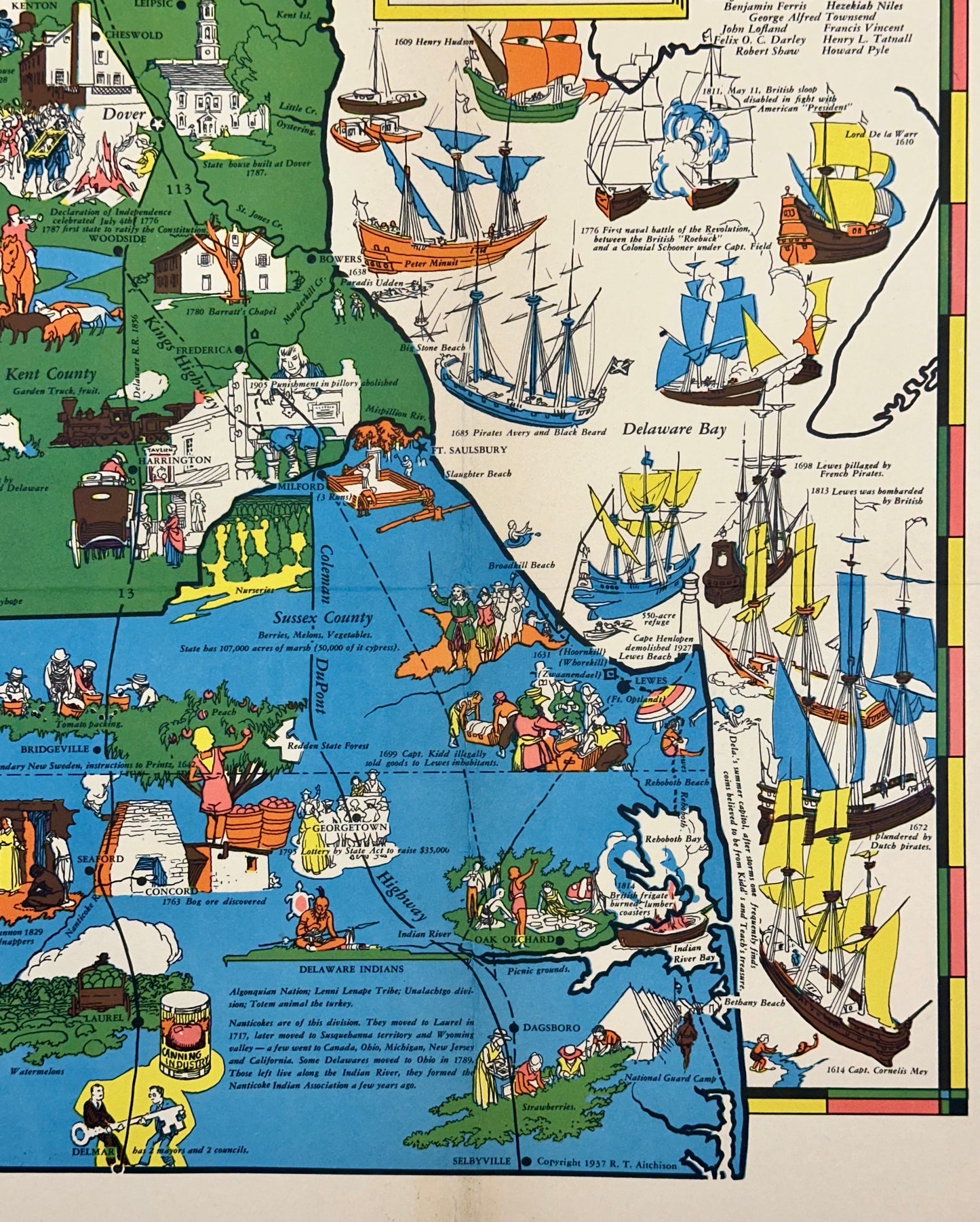 Pictorial Map of Delaware, 1937