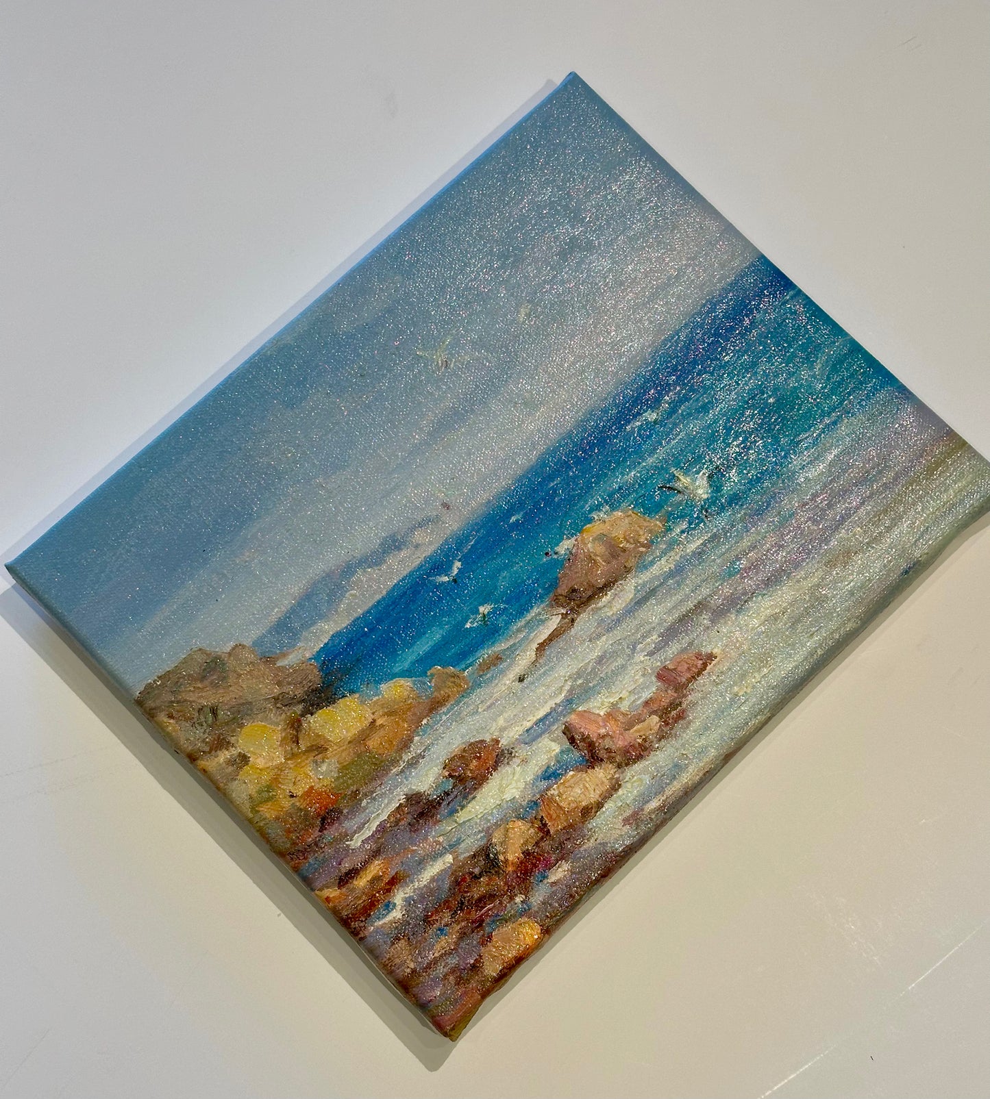 Modern Coastal Original Oil Painting, Unframed