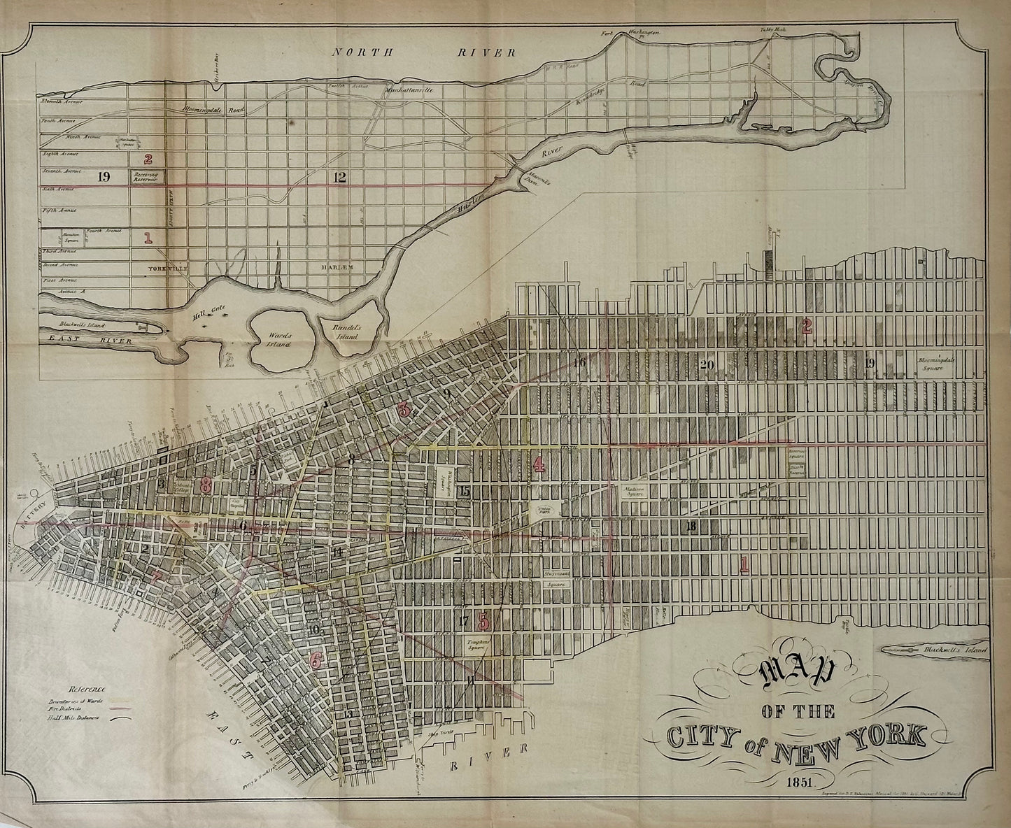 New York City, Original lithograph, 1851