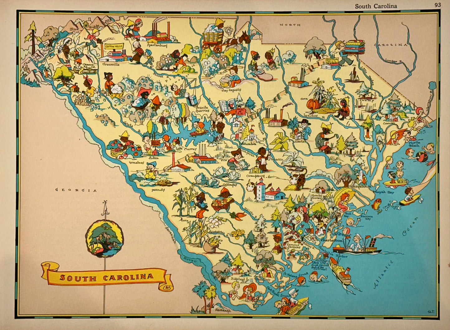 Vintage Map of South Carolina, 1935