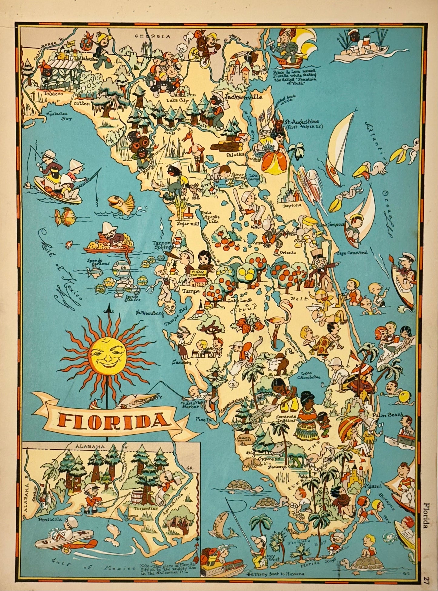 Vintage Map of Florida, 1935