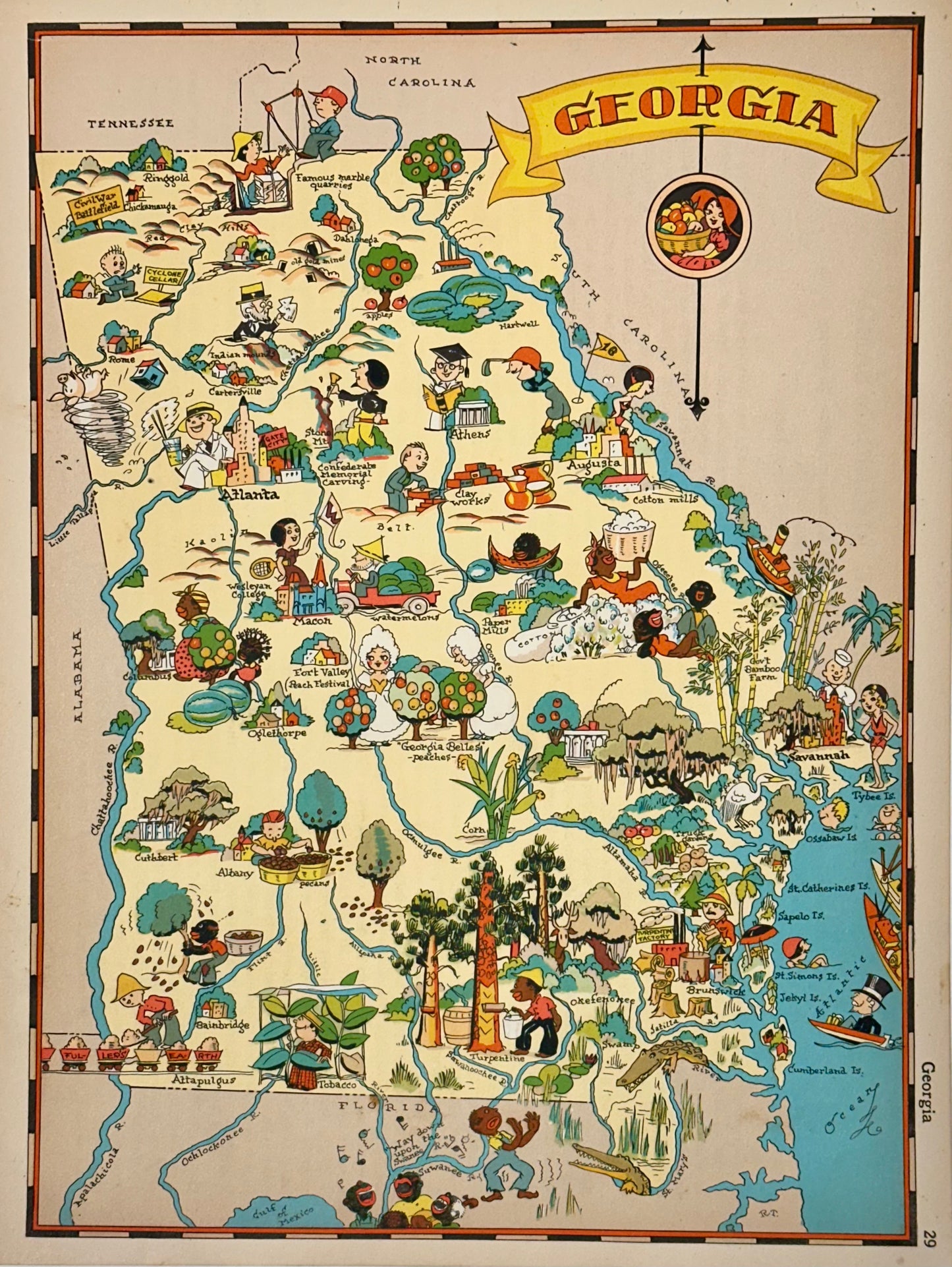 Vintage Map of Georgia, 1935.